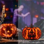 Decoratiune de Halloween, Dovleac, Lemn, Portocaliu, 30x25 cm, DH053 - imagine 4