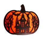 Decoratiune de Halloween, Dovleac, Lemn, Portocaliu, 30x25 cm, DH053 - imagine 2