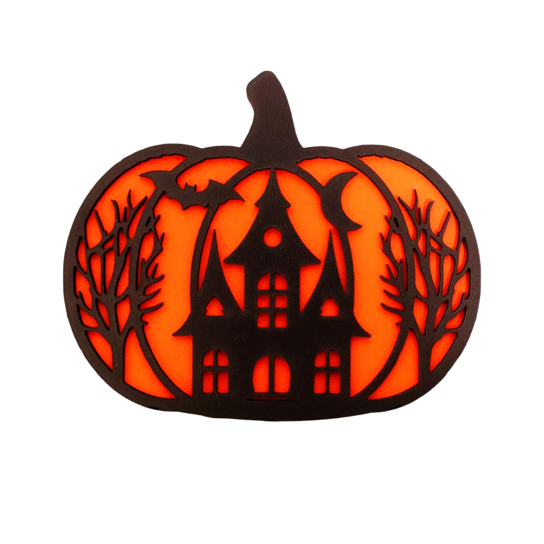 DH053 Decoratiune de Halloween, Dovleac, Lemn, Portocaliu, 30x25 cm, DH053 - imagine 1
