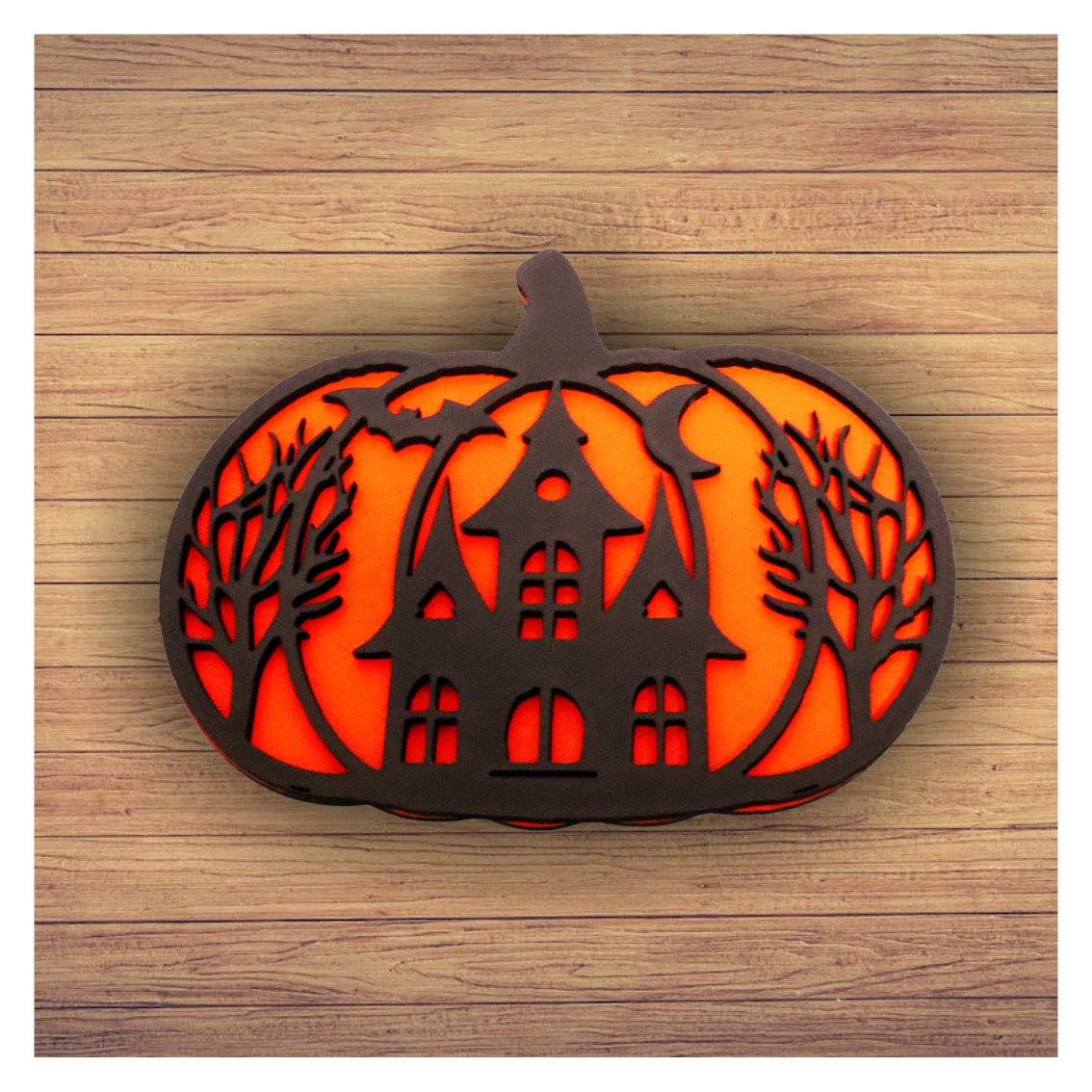 DH053.... Decoratiune de Halloween, Dovleac, Lemn, Portocaliu, 30x25 cm, DH053 - imagine 5