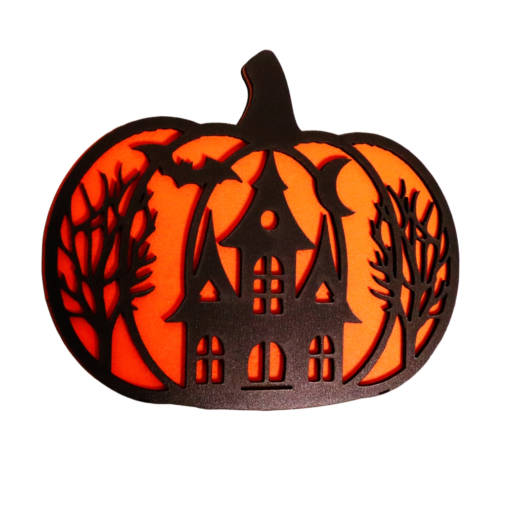 DH053.. Decoratiune de Halloween, Dovleac, Lemn, Portocaliu, 30x25 cm, DH053 - imagine 2
