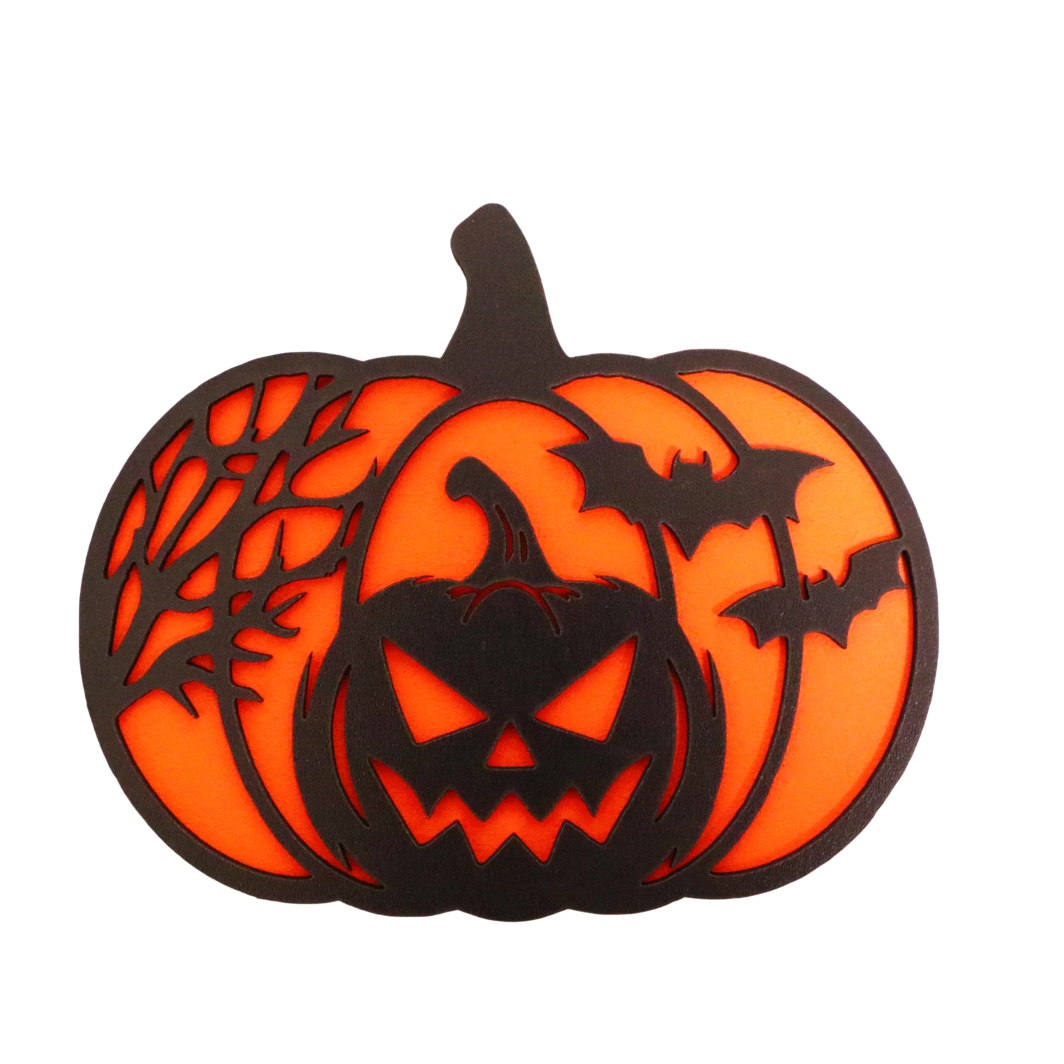 DH054... Decoratiune de Halloween, Dovleac, Lemn, Portocaliu, 30x25 cm, DH054 - imagine 1