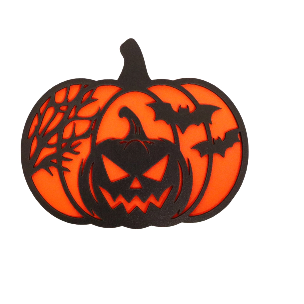 DH054.. Decoratiune de Halloween, Dovleac, Lemn, Portocaliu, 30x25 cm, DH054 - imagine 2