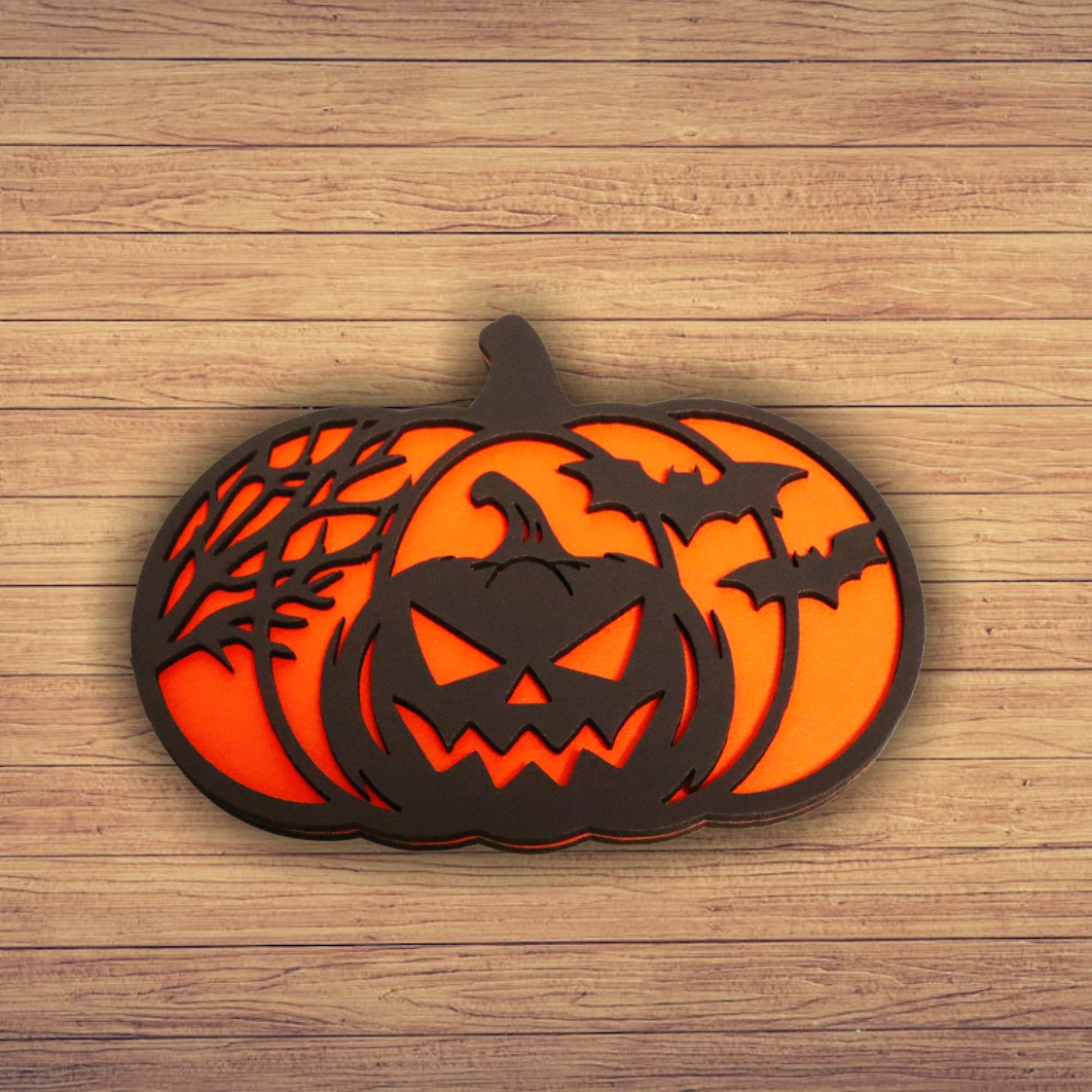 DH054. Decoratiune de Halloween, Dovleac, Lemn, Portocaliu, 30x25 cm, DH054 - imagine 5