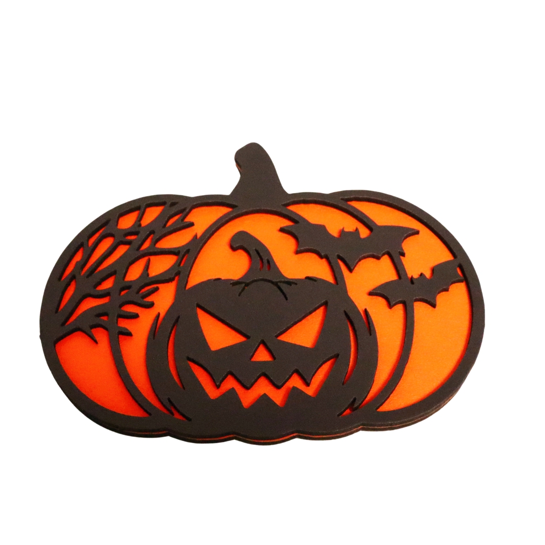 DH054 Decoratiune de Halloween, Dovleac, Lemn, Portocaliu, 30x25 cm, DH054 - imagine 4