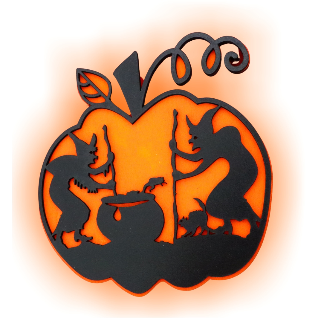 DH060.... Decoratiune de Halloween, Dovleac, Lemn, Portocaliu, 30x30 cm, DH060 - imagine 3