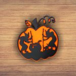 Decoratiune de Halloween, Dovleac, Lemn, Portocaliu, 30x30 cm, DH060 - imagine 5