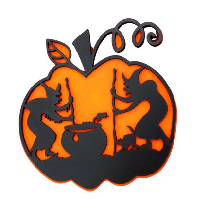 Decoratiune de Halloween, Dovleac, Lemn, Portocaliu, 30x30 cm, DH060