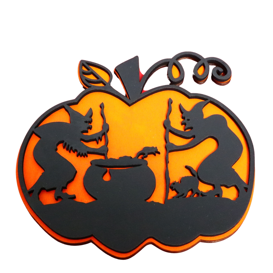DH060 Decoratiune de Halloween, Dovleac, Lemn, Portocaliu, 30x30 cm, DH060 - imagine 2