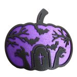 Decoratiune de Halloween, Dovleac, Lemn, Mov, 30x28 cm, DH061