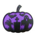 Decoratiune de Halloween, Dovleac, Lemn, Mov, 30x28 cm, DH062 - imagine 2