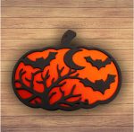 Decoratiune de Halloween, Dovleac, Lemn, Portocaliu, 30x28 cm, DH065 - imagine 5