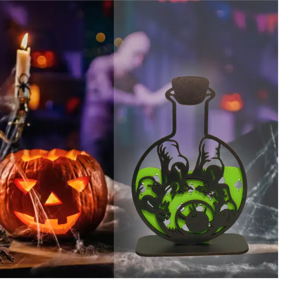 DH067. Decoratiune de Halloween, Lemn, Verde, DH067 - imagine 5
