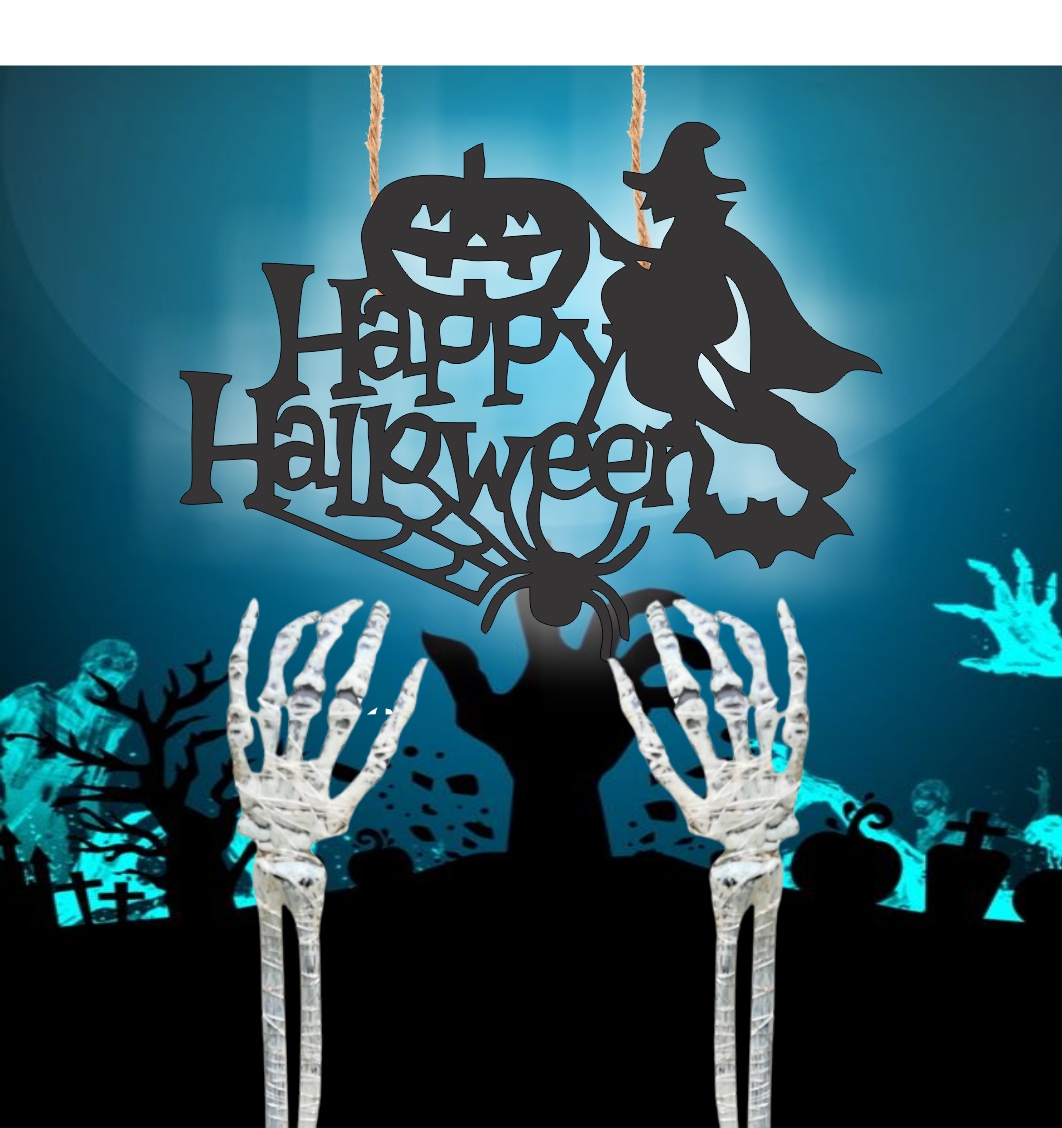 DH070... Decoratiune de Halloween, Lemn, Negru, 30x23 cm, DH070 - imagine 4