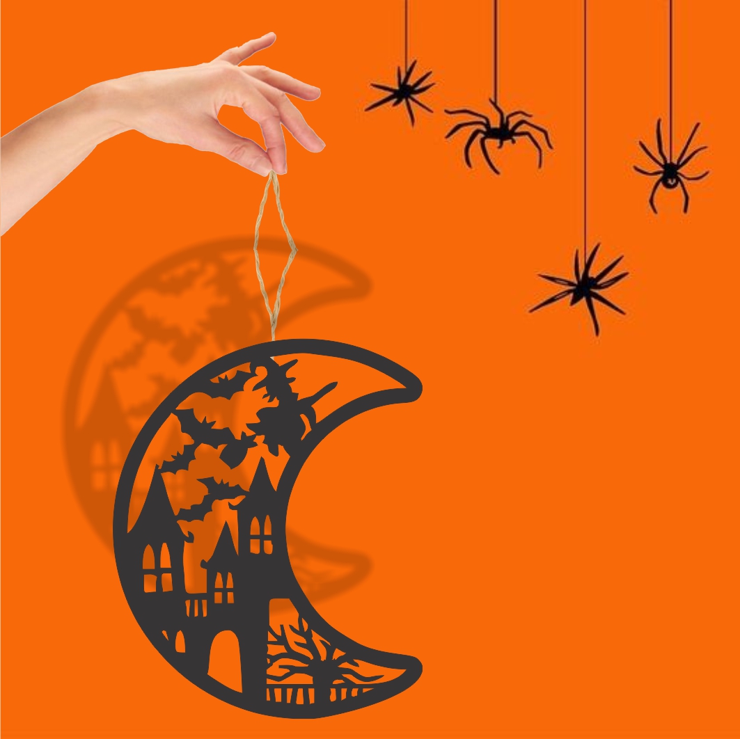 DH071. Decoratiune de Halloween, Lemn, Negru, 30x25 cm, DH071 - imagine 5