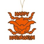 Decoratiune de Halloween, Lemn, Portocaliu, 40x40 cm, DH077