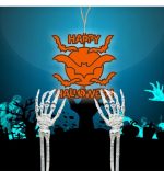 Decoratiune de Halloween, Lemn, Portocaliu, 40x40 cm, DH077 - imagine 4