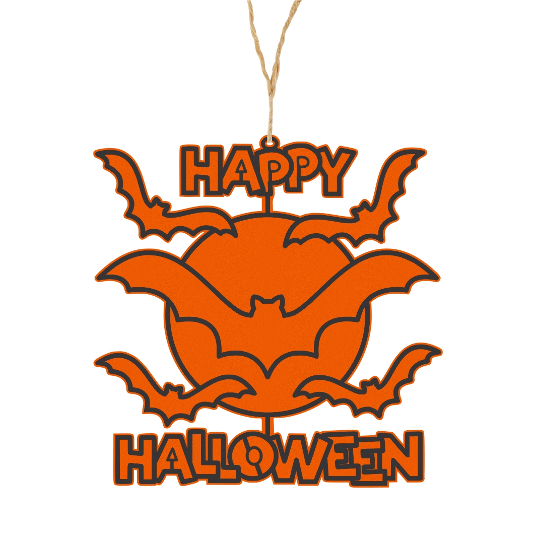 DH077 Decoratiune de Halloween, Lemn, Portocaliu, 40x40 cm, DH077 - imagine 1