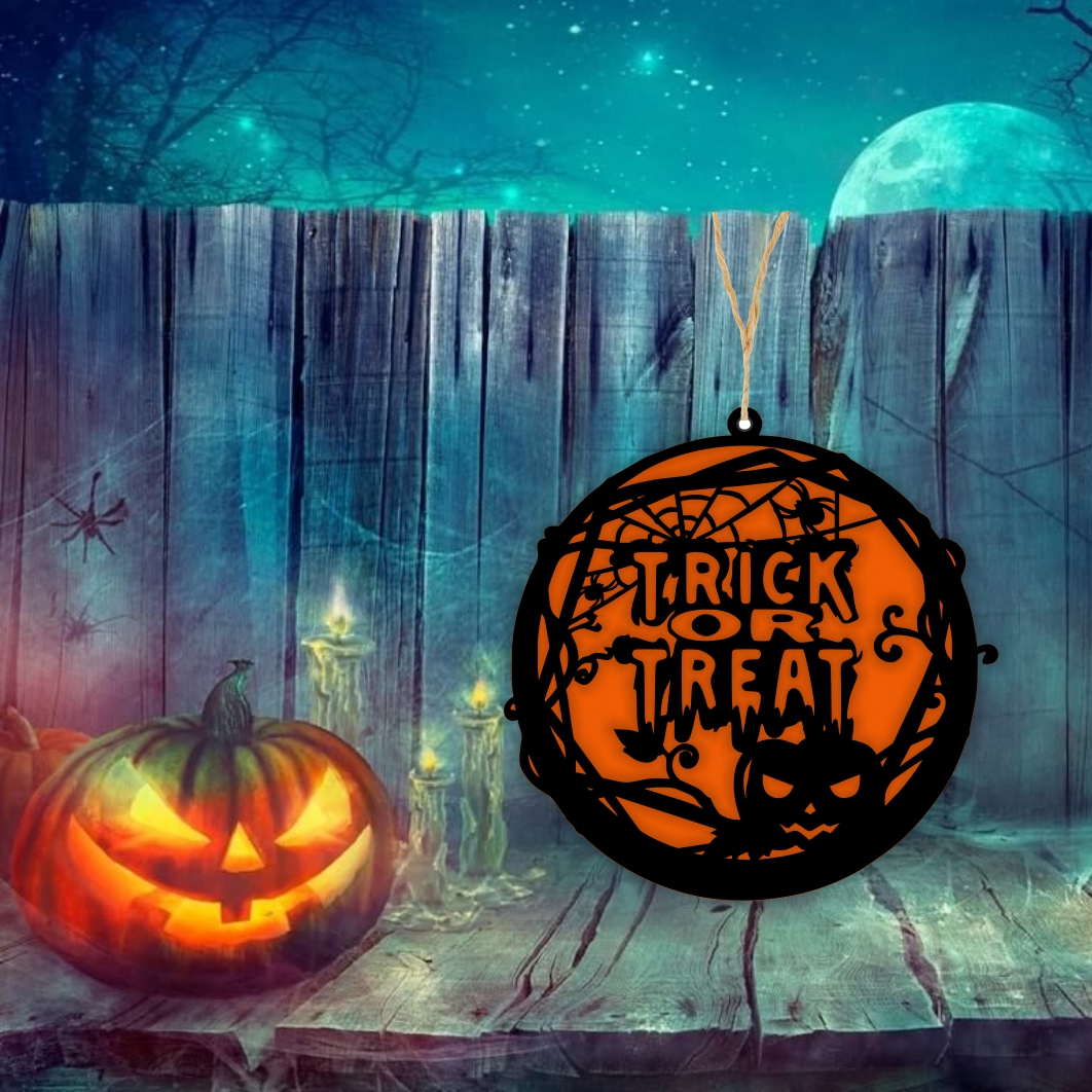 DH078... Decoratiune de Halloween, Lemn, Portocaliu, 30x30 cm, DH078 - imagine 4