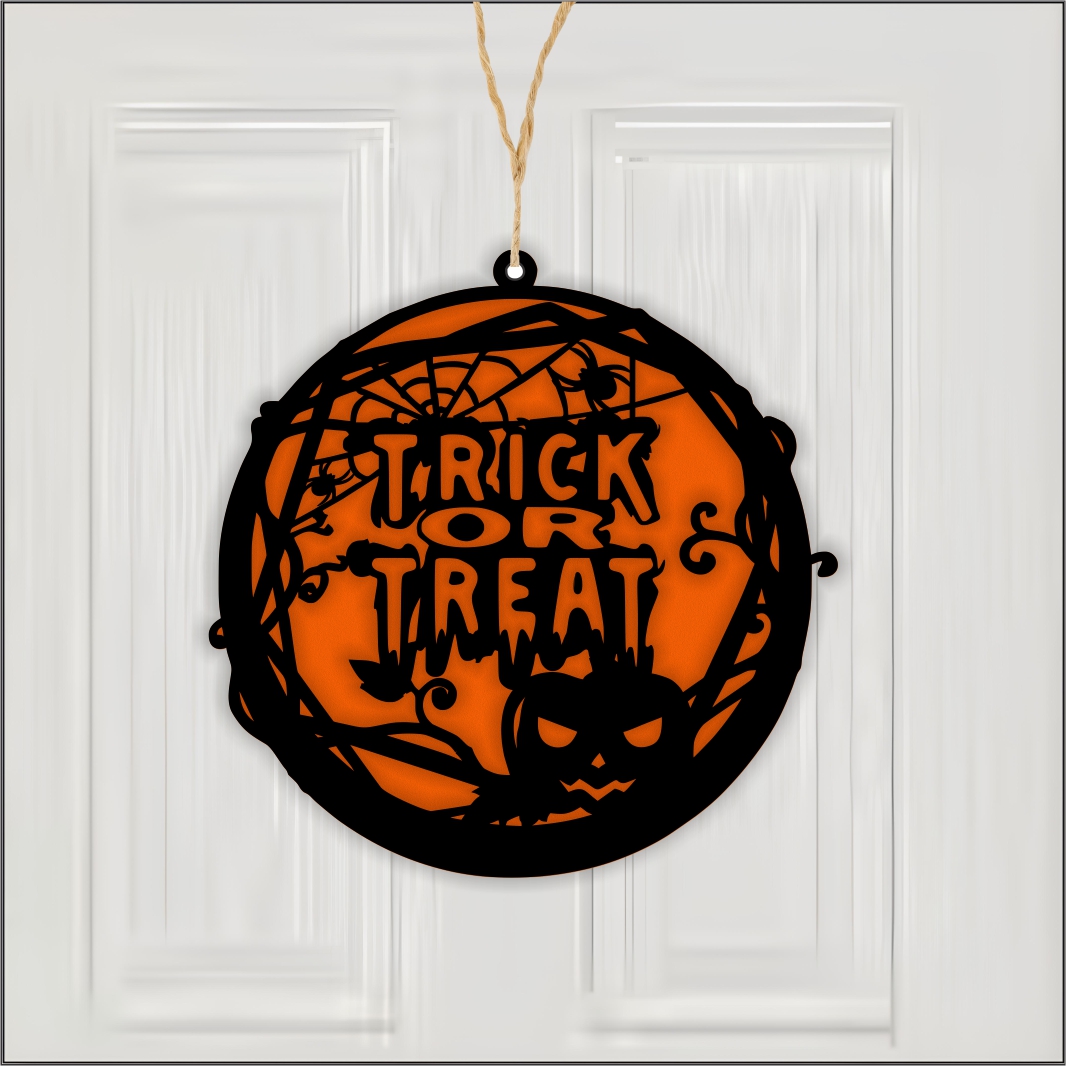 DH078.. Decoratiune de Halloween, Lemn, Portocaliu, 30x30 cm, DH078 - imagine 2