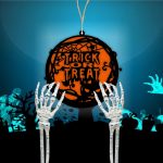 Decoratiune de Halloween, Lemn, Portocaliu, 30x30 cm, DH078 - imagine 5