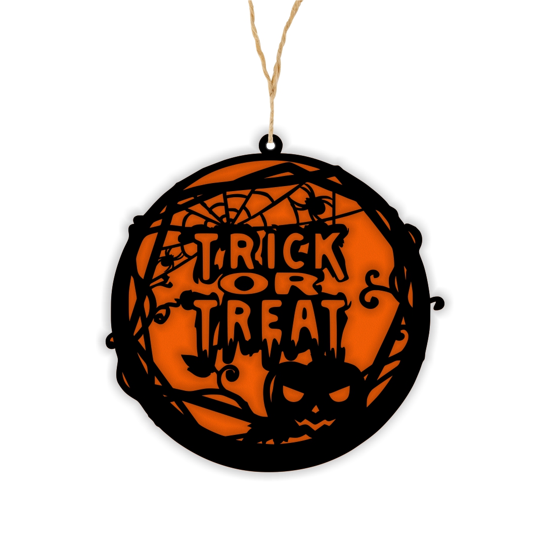 DH078 Decoratiune de Halloween, Lemn, Portocaliu, 30x30 cm, DH078 - imagine 1