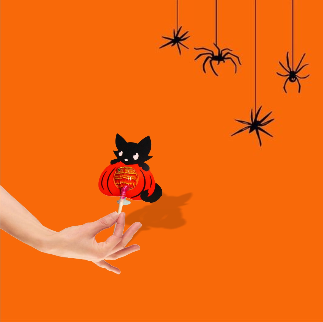 DH081. Decoratiune de Halloween, Bomboana  Chupa Chups, Portocaliu, 7,5x8 cm, DH081 - imagine 2