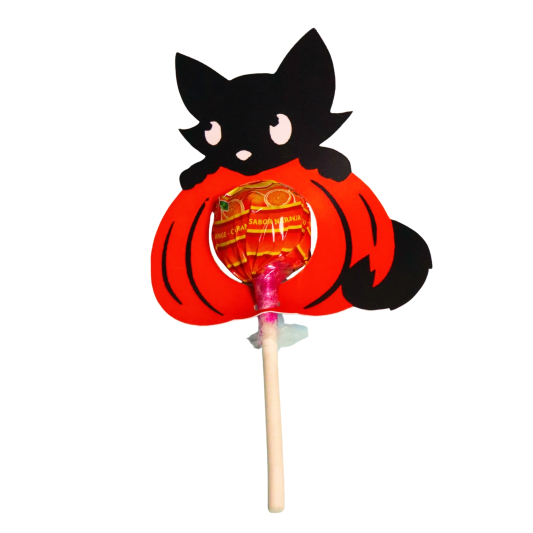 DH081 Decoratiune de Halloween, Bomboana  Chupa Chups, Portocaliu, 7,5x8 cm, DH081 - imagine 1