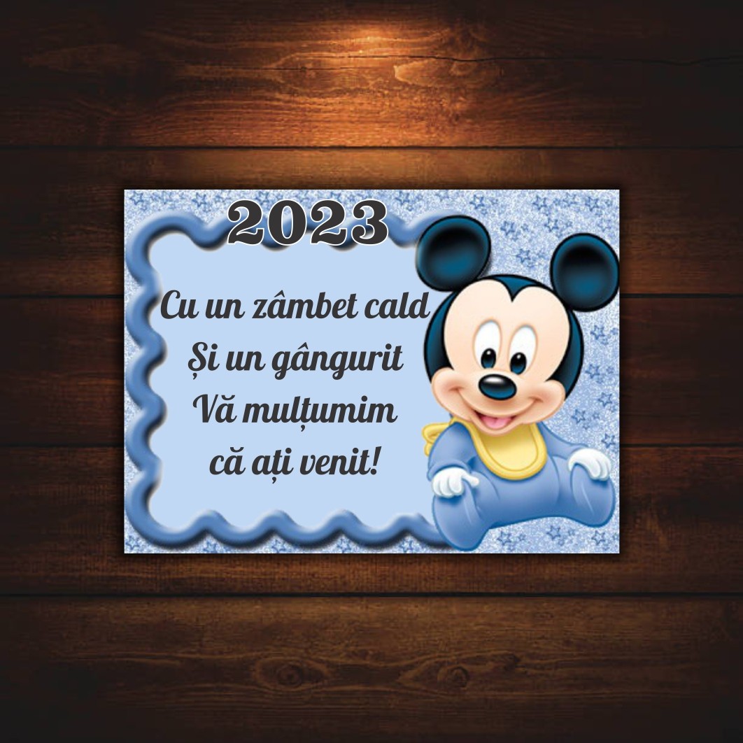 MMG012. Marturie botez cu urare, Mickey Mouse, Magnet,10×7.5 cm, MGB012, Albastru - imagine 4