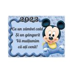 Marturie botez cu urare, Mickey Mouse, Magnet,10×7.5 cm, MGB012, Albastru
