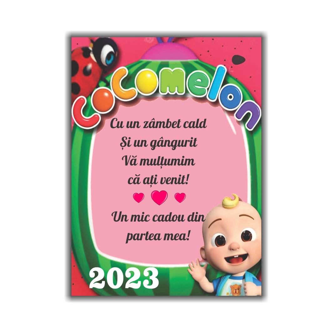 MMG022. Marturie botez cu urare, Baby Johny, Cocomelon, Magnet,10×7.5 cm, MGB022, Multicolor - imagine 3