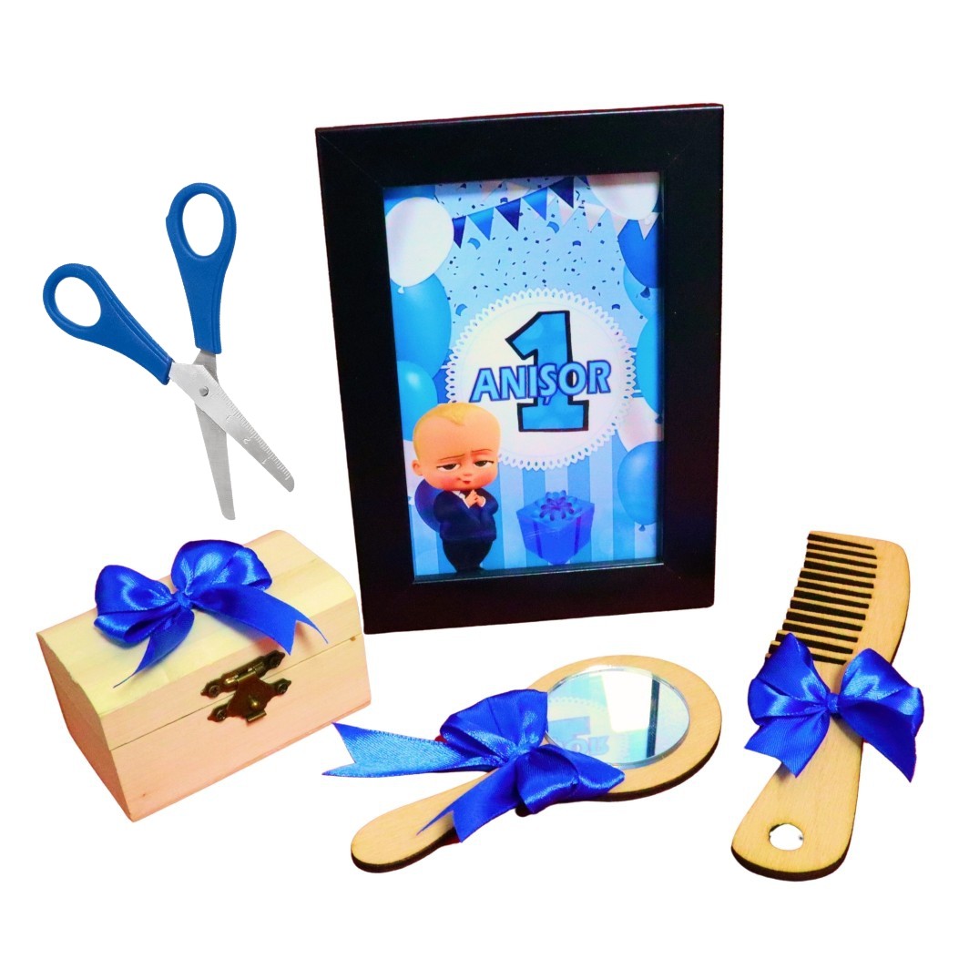 SMD125... Set Mot Personalizat, Baby Boss, 6 Piese, Lemn, Albastru, 20x30cm, SMD125 - imagine 2