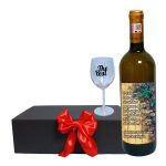 Set cadou de Sarbatori pentru coleg/a, Cutie de vin cu sticla si un pahar, 35x25cm, Vin Domeniile Panciu Feteasca Regala, CSVC012