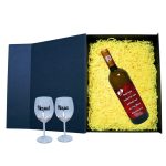 Set cadou Nasi, Cutie de vin cu sticla si 2 pahare, 35x25cm, Vin Domeniile Panciu Feteasca Regala, CSVN019 - imagine 2