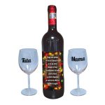 Set cadou Parinti, Cutie de vin cu sticla si 2 pahare, 35x25cm, Vin Domeniile Panciu Feteasca Neagra, CSVPA010 - imagine 3