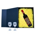 Set cadou Parinti, Cutie de vin cu sticla si 2 pahare, 35x25cm, Vin Budureasca Clasic, CSVPA012 - imagine 2