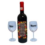 Set cadou Parinti, Cutie de vin cu sticla si 2 pahare, 35x25cm, Vin Budureasca Clasic, CSVPA012 - imagine 3