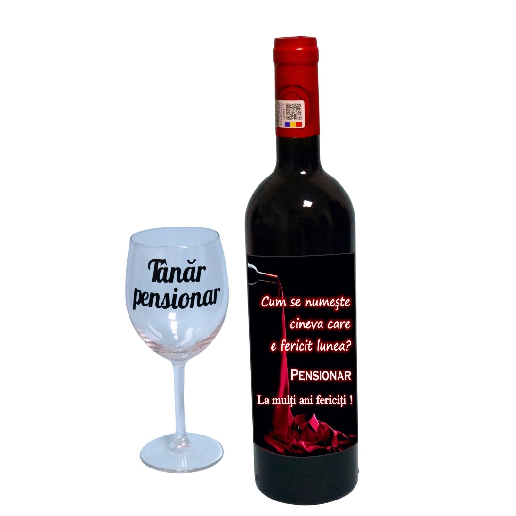 CSVPN002. Set cadou Pensionare, Cutie de vin cu sticla si un pahar, 35x25cm, Vin Budureasca Clasic, CSVPN002 - imagine 3