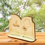 Martisor, Baza pentru flori, Carte, 8 Martie, Lemn, Primavara, 10x7 cm, BM003 - imagine 3