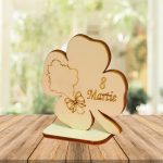 Martisor, Baza pentru flori, Trifoi, 8 Martie, Lemn, Primavara, 8x8 cm, BM010 - imagine 4