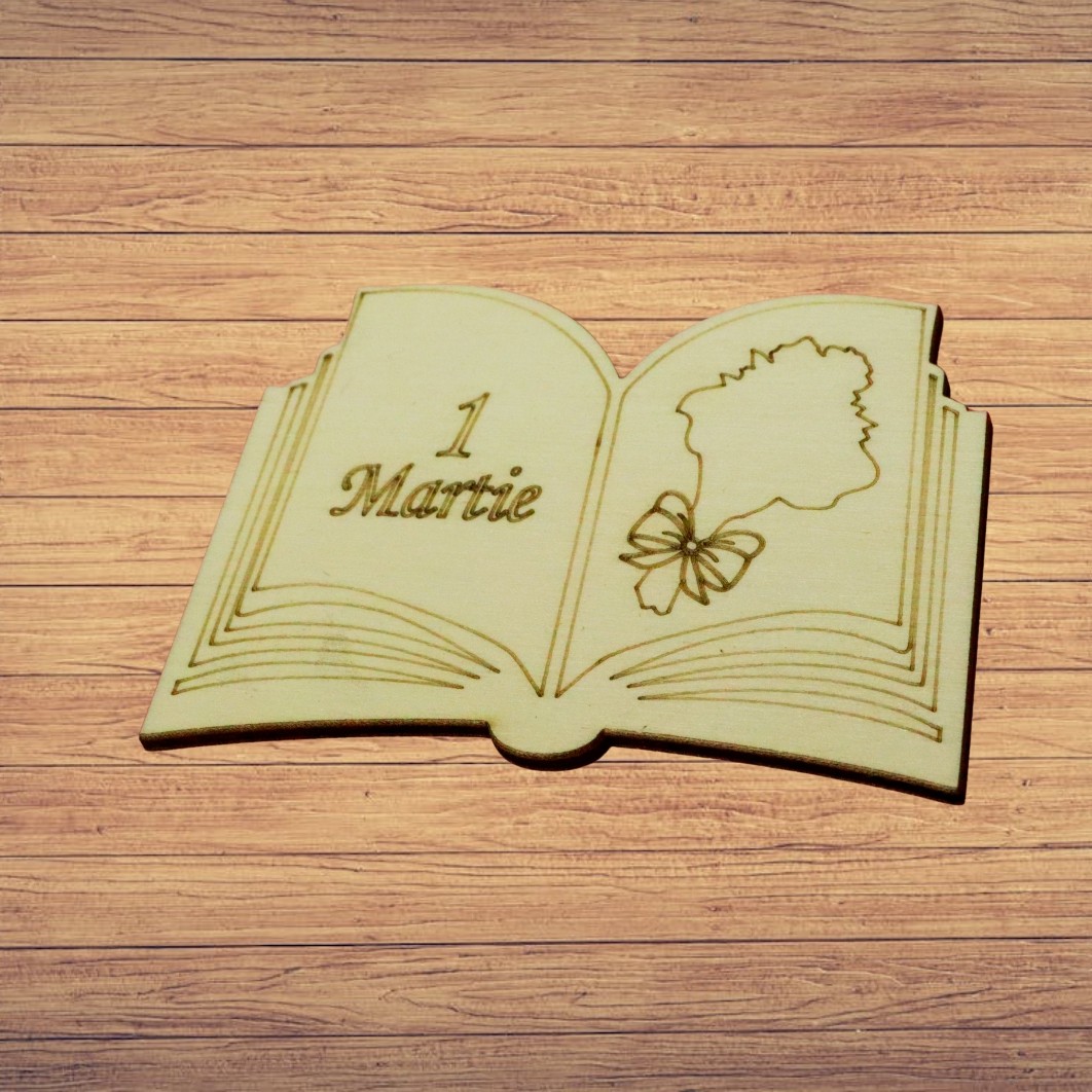 BM045.. Martisor, Baza pentru flori, Carte, 1 Martie, Lemn, Primavara, 10x7 cm, BM045 - imagine 3