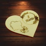 Martisor, Baza pentru flori, Inima, Lemn, 8 Martie, Primavara, 10x8 cm, BM052 - imagine 5