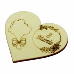 Martisor, Baza pentru flori, Inima, Lemn, 8 Martie, Primavara, 10x8 cm, BM052 - imagine 2