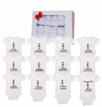 Set 12 body-uri cu lunile bebelusului, Traditional baiat, Bumbac, Alb, BSA008