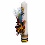 Lumanare Botez, Traditional, Fata, Tricolor, Flori uscate, 35 cm, LMB072 - imagine 4