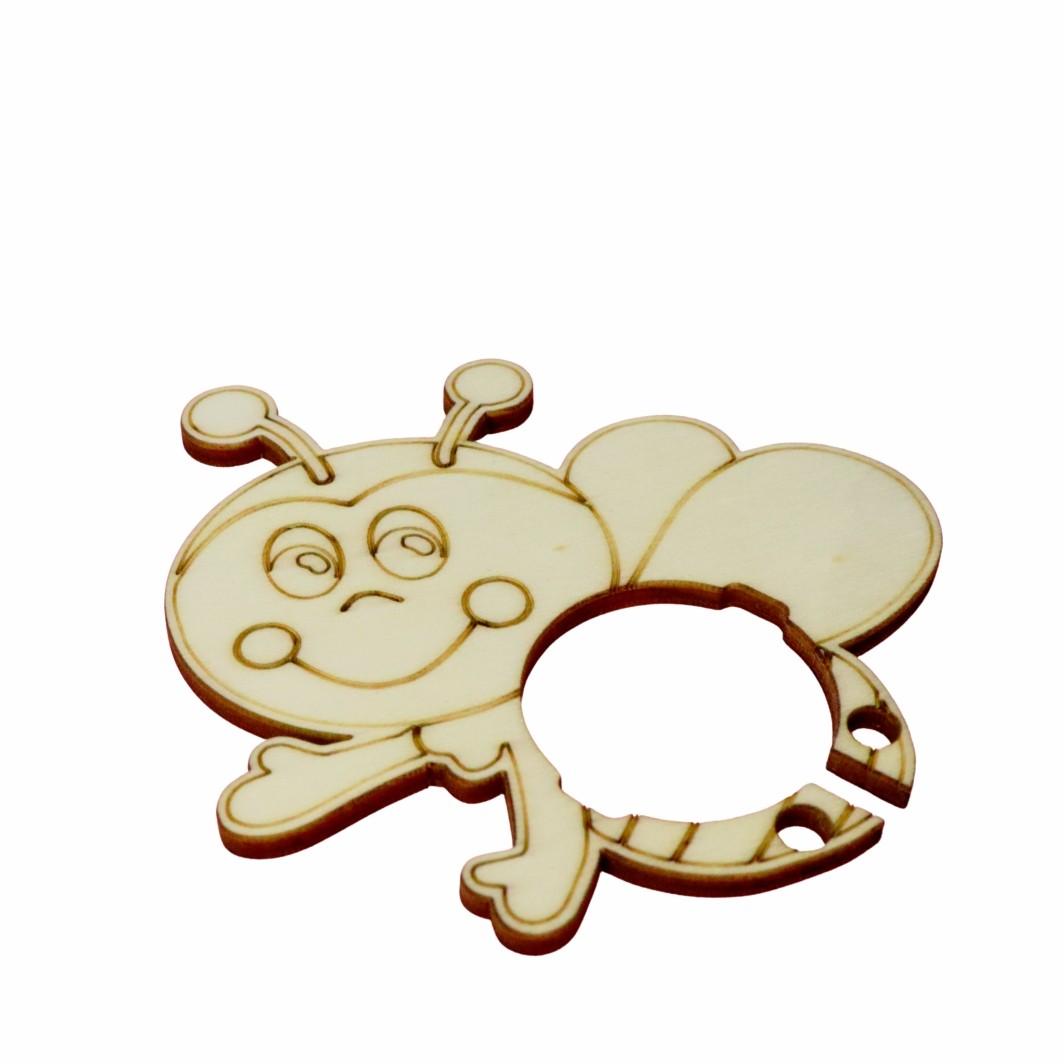 MB04.. Martisor, Baza acadea, Albinuta, Lemn, 9x9 cm, Primavara, MB04 - imagine 4