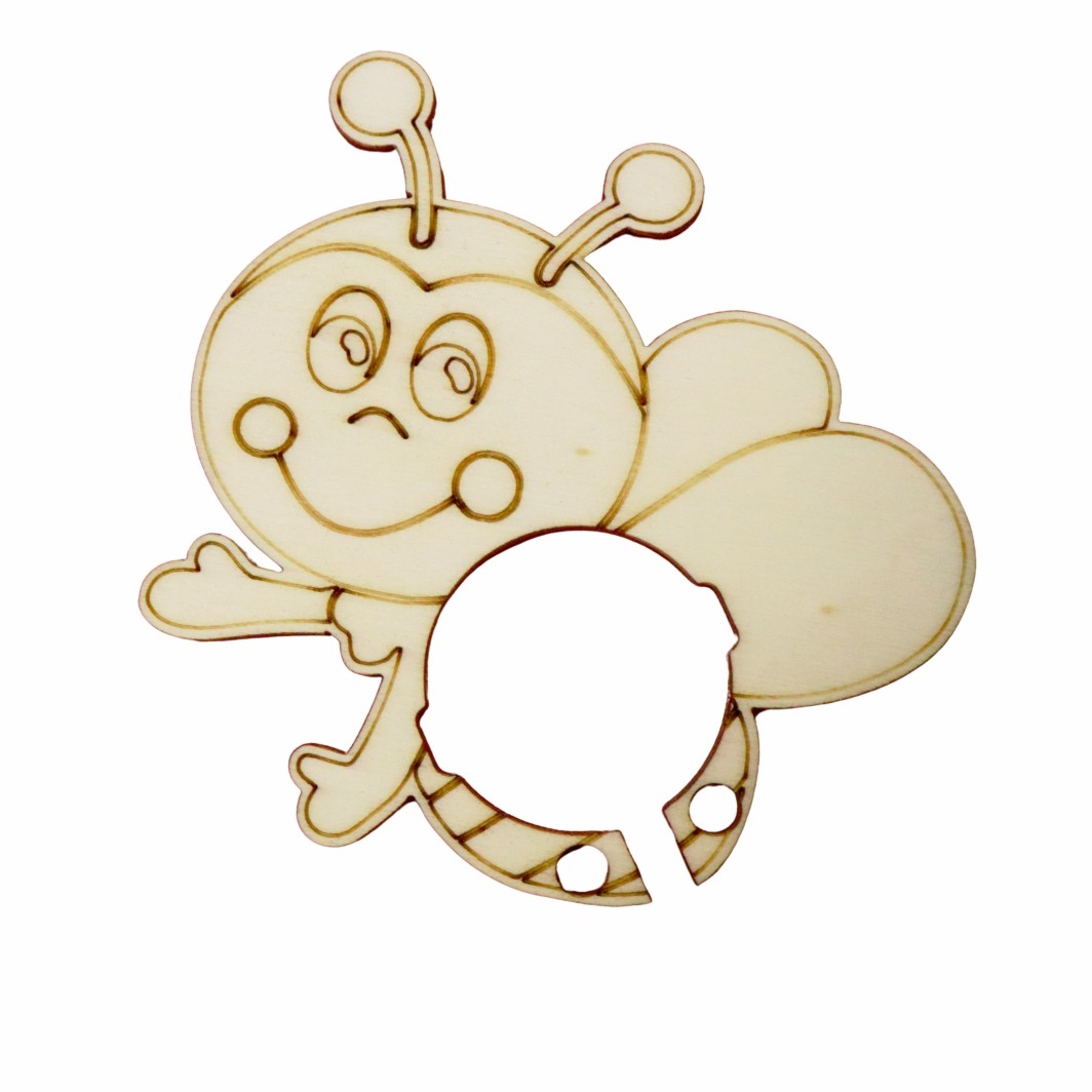 MB04 Martisor, Baza acadea, Albinuta, Lemn, 9x9 cm, Primavara, MB04 - imagine 1