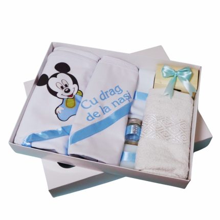 Trusou Botez Mickey Mouse, 7 Piese, Albastru, TRS007