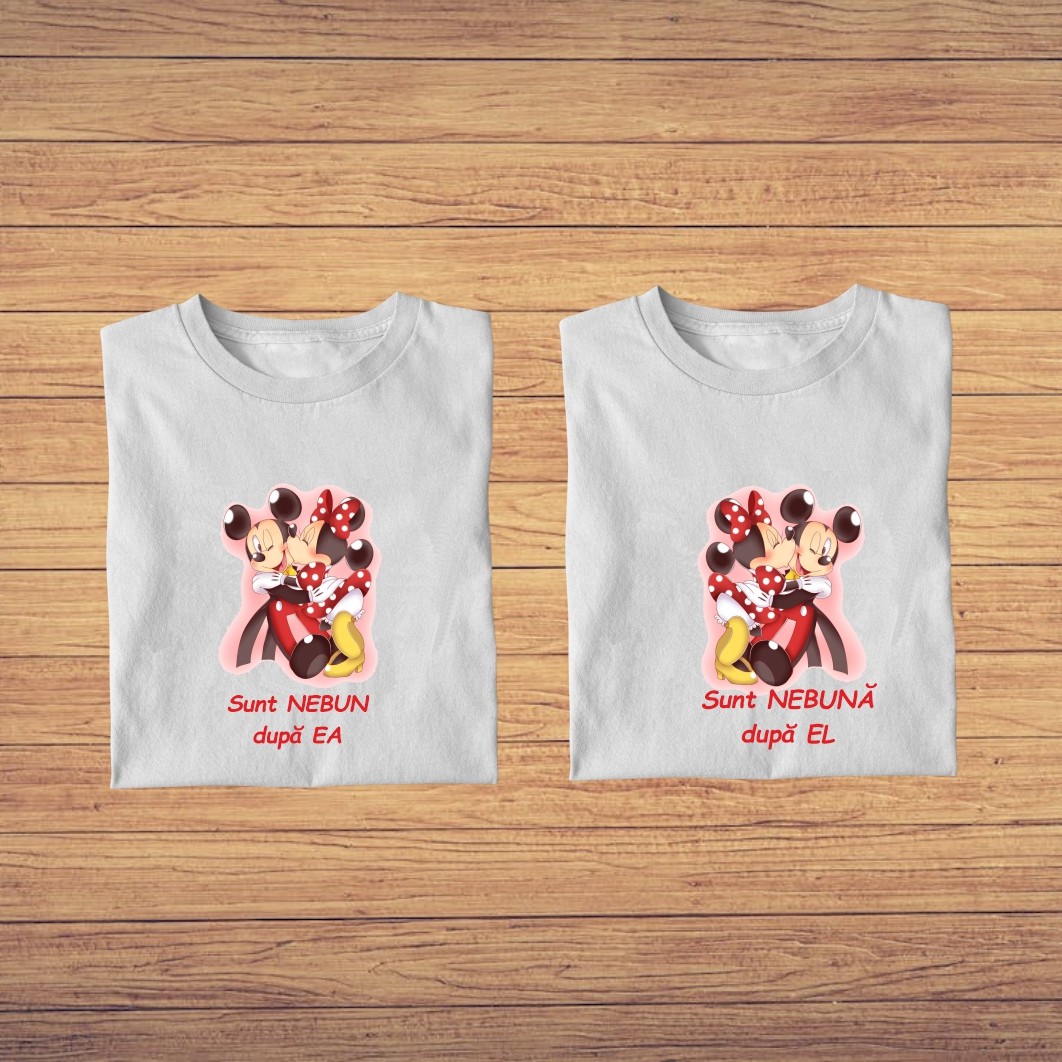 TUV002.. Set 2 Tricouri , Cuplu, Bumbac, Alb, TUV002 - imagine 3