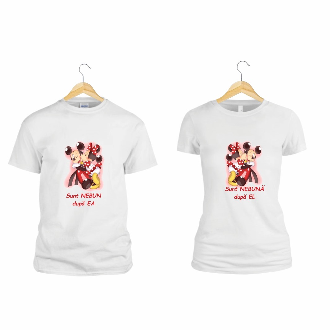 TUV002 Set 2 Tricouri , Cuplu, Bumbac, Alb, TUV002 - imagine 2